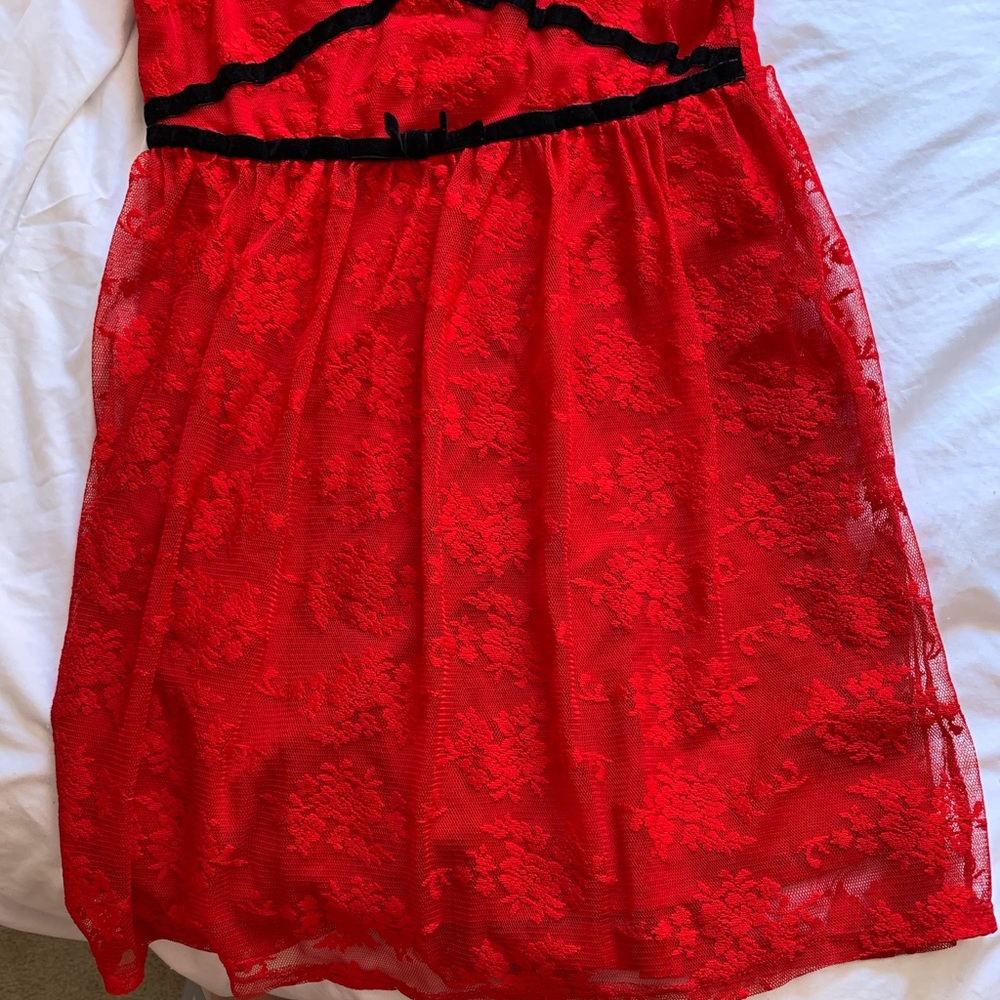 D-Signed Disney Coco Girls Red Lace Dress Velvet - Picture 2 of 4